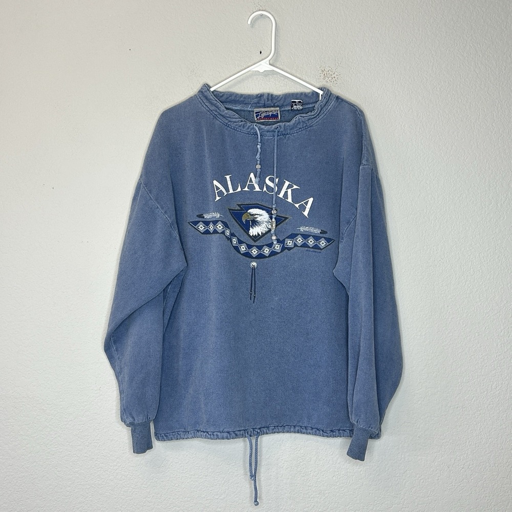 Vintage 90s Lifestyles Resort Wear Alaska Eagle Pullover Sweatshirt Women's M